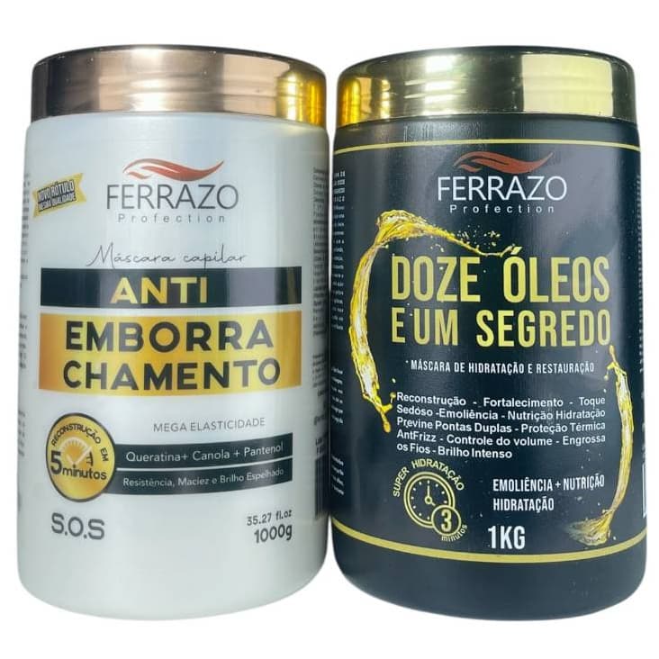 Máscara Antiemborrachamento e Máscara Doze Óleos e Um Segredo 1Kg Ferrazo Profection