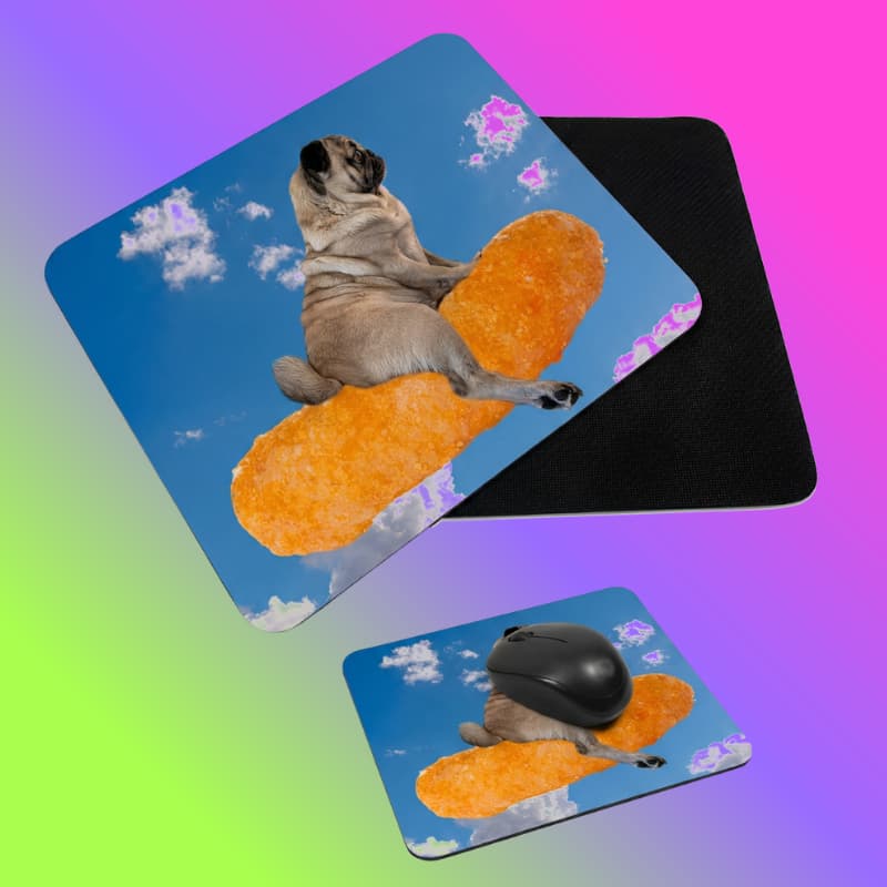Mouse Pad Ergonômico Pug na Nuvem de Salgadinho – Mouse Pad Divertido para Dog Lovers e Apaixonados por Pugs