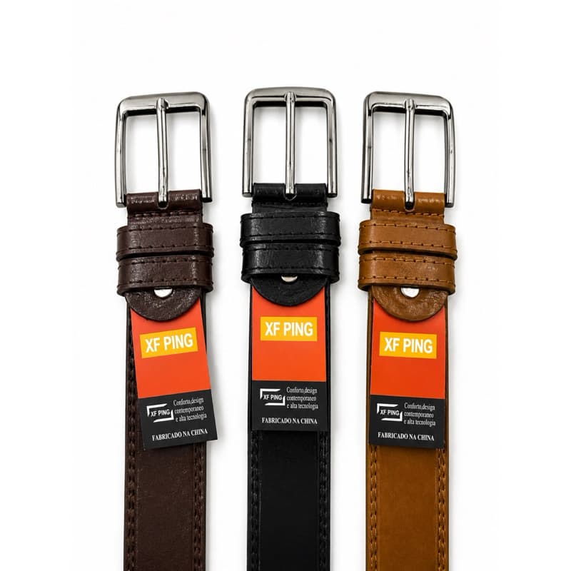 Cinto Social Masculino cor preto marrom castanho Couro Sintético