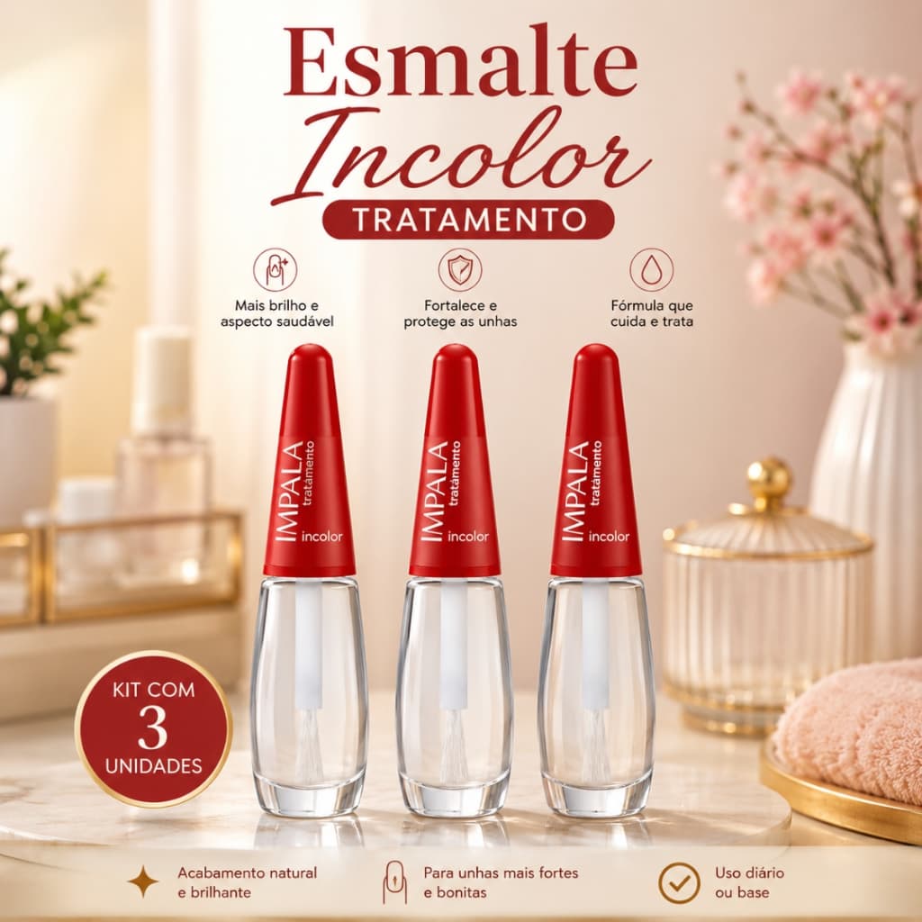 Kit 3/5/10 Esmaltes Incolor Tratamento Para Unhas Manicure Atacado