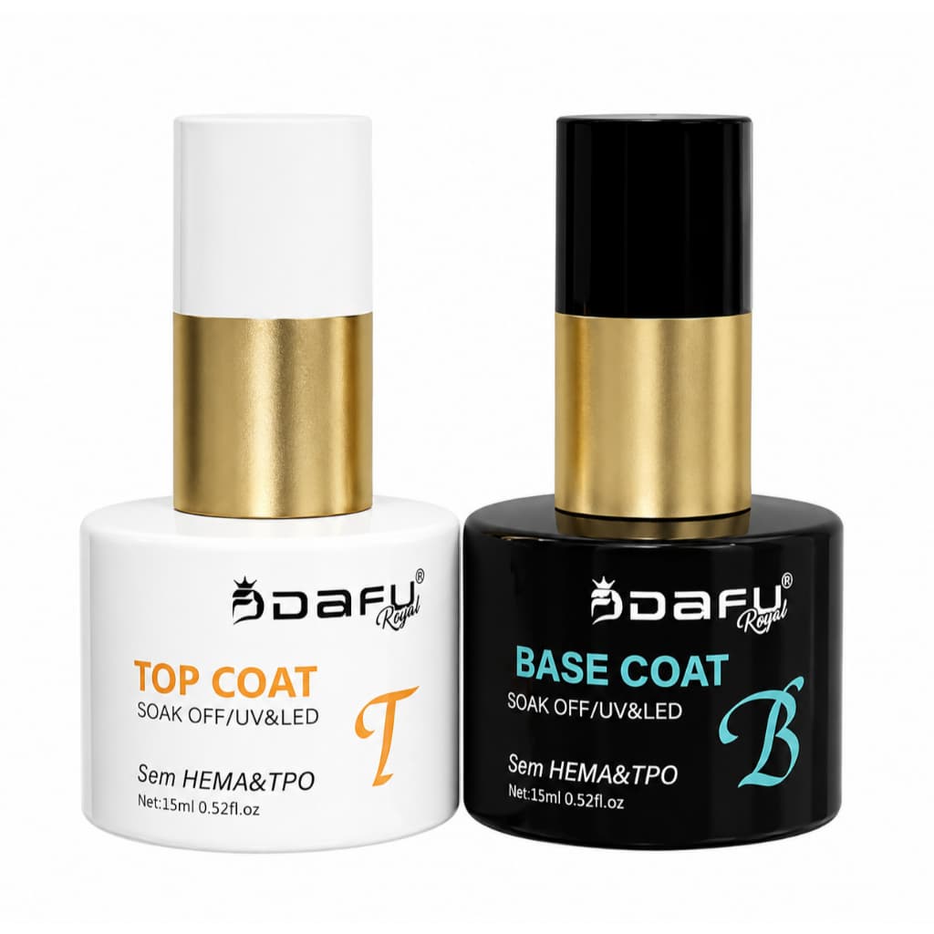 Kit Top Coat + Base em Gel Dafu 15ml sem HEMA TPO Preparador Secagem UV/LED  Esmalte