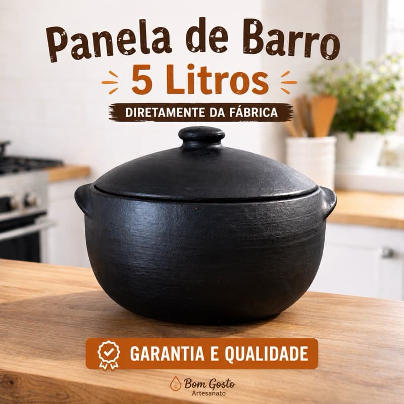 JÁ CURADA - Panela Moquequeira de Barro Capixaba 5 Litros