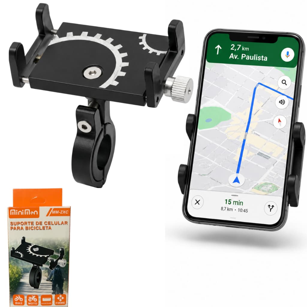 Suporte Alumínio Resistente Bike Guidão Moto Bicicleta Universal