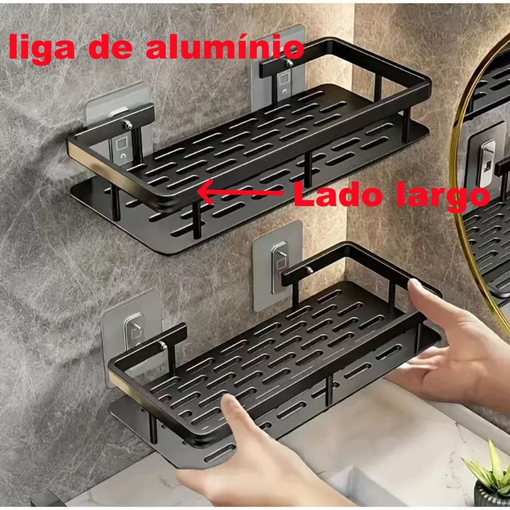 Suporte De Shampoo Organizador Alta qualidade Prateleiras De Banheiro Sem Furo Premium-Space Aluminium
