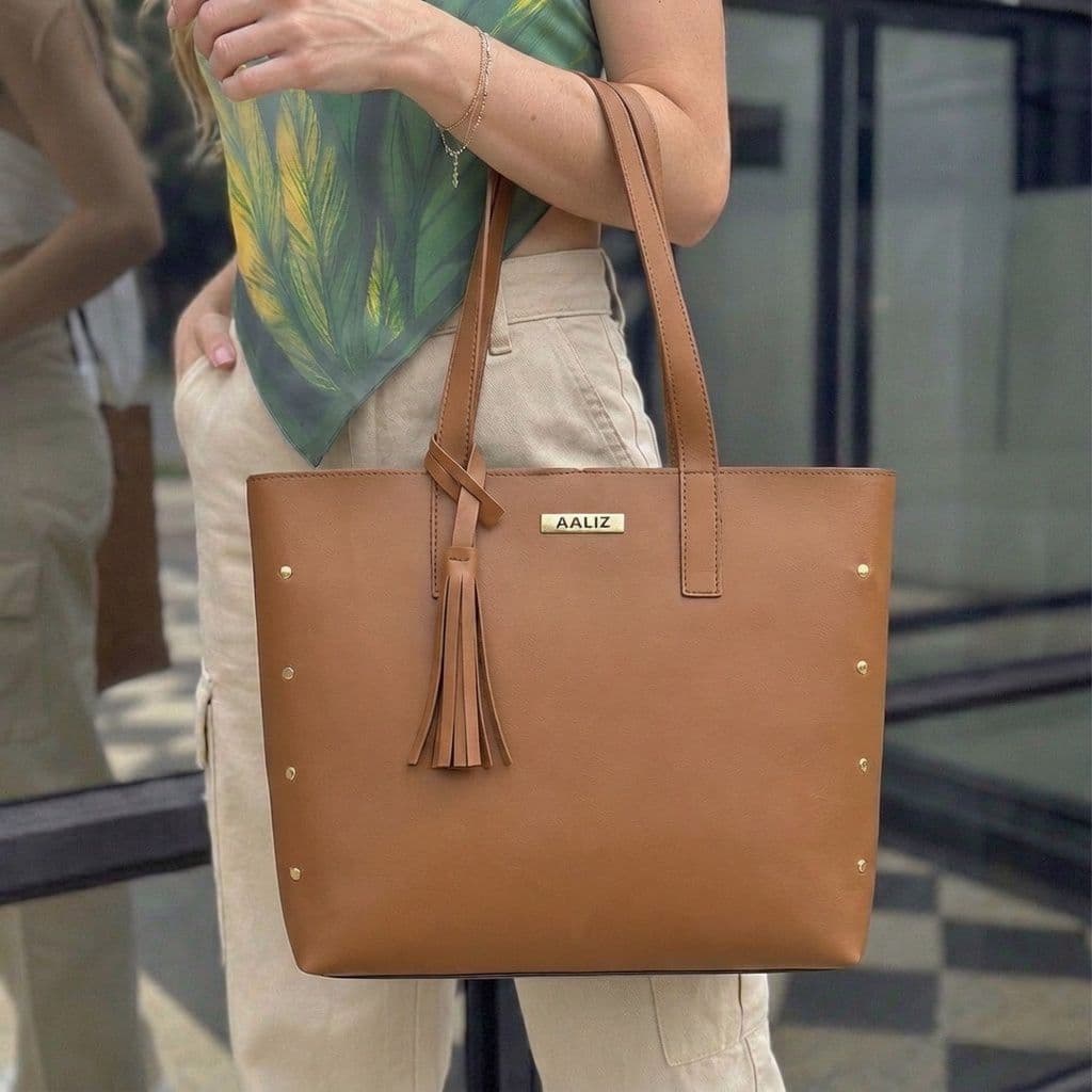 Bolsa Tote Feminina Couro Sintetico Media Bolsa Shopper Ombro Moderna Casual Elegante