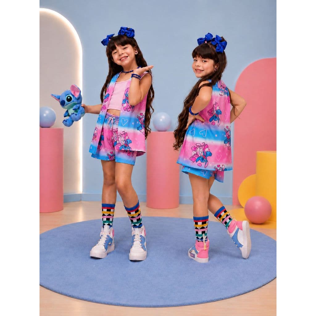 Conjunto Stitch - Roupa Stitch &amp; Angel - Roupa Angel e Stitch - Kimono Infantil