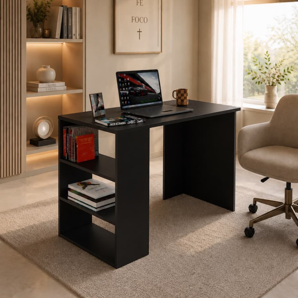 Escrivaninha Home Office Mesa Estudo Para Notebook Com Nichos Várias Cores