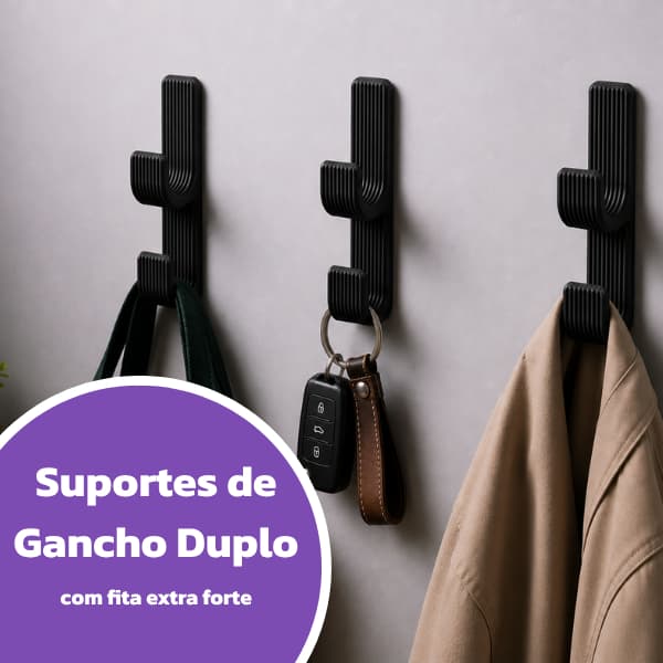 Ganchos Suporte Duplo Resistente Com Fita Dupla Face 3M Para Toalhas Roupas Acessórios
