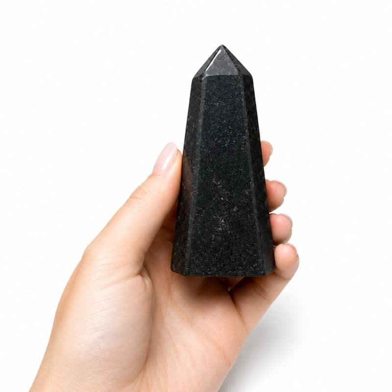 Obelisco Quartzo Preto Natural 212g Torre Lapidada Cristal Pedra Natural Decoração Meditação Coleção