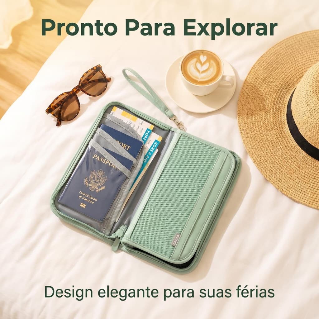 Porta Passaporte com Alça de Mão Antiderrapante