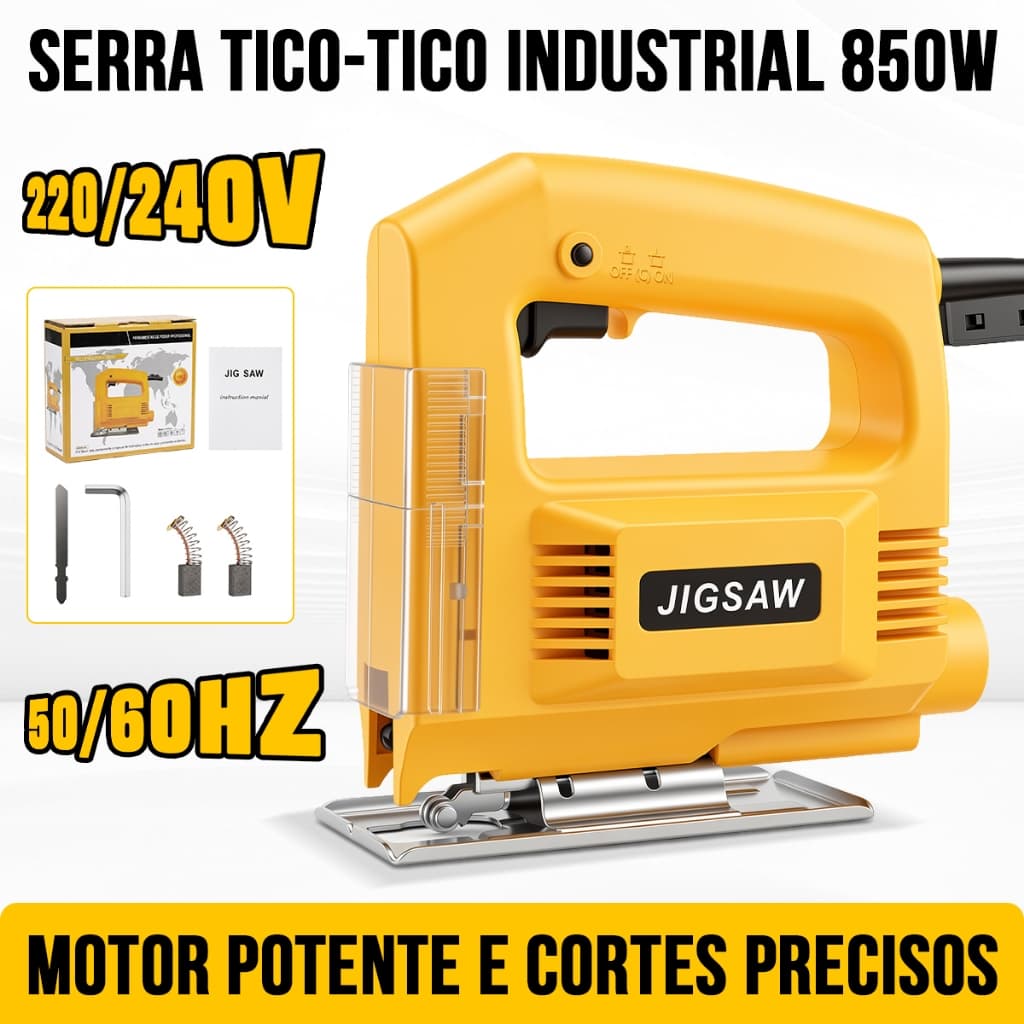 Serra Tico-Tico Elétrica 110-127V Potente com Controle de Velocidade para Corte em Madeira Metal e Plástico