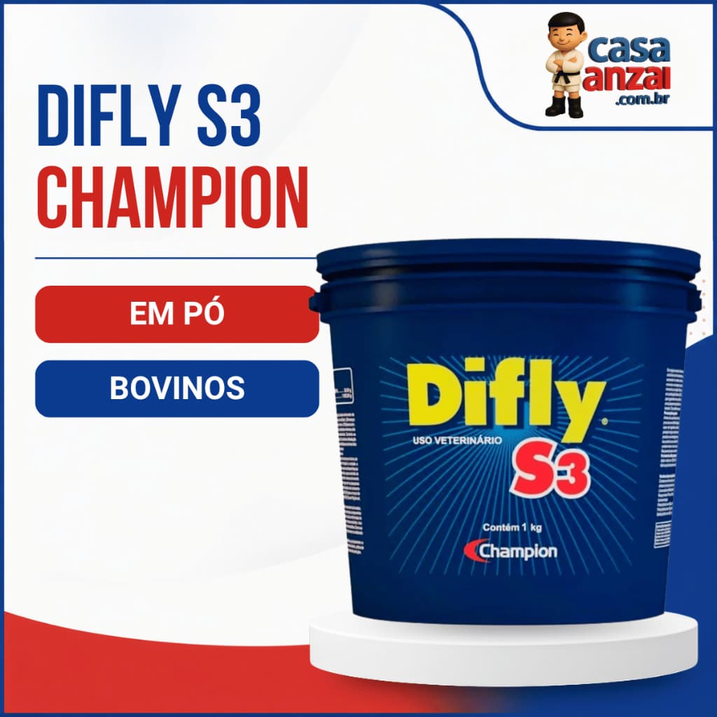 Difly S3 Champion Aditivo Para Misturar No Sal Mineral Gado Bovinos Pó Controle Mosca Do Chifre E Carrapato