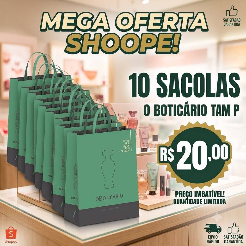 Kit 10 Sacolas O Boticário Tamanho P