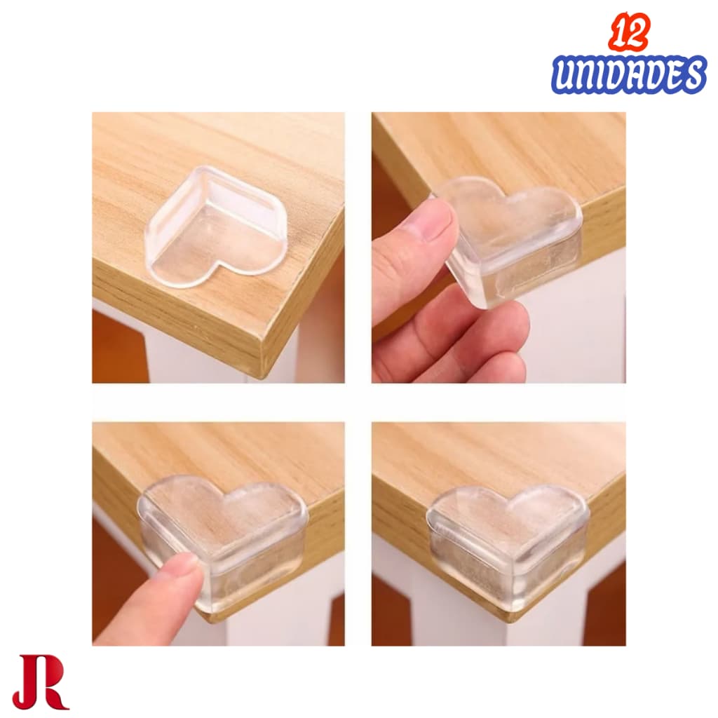 Kit c/ 12 Protetor de Mesa Silicone Protetores p/ Quina Móveis Quadrado  Segurança p/ Todos