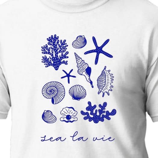 Camiseta Algodão Conchas Mar Oceano Preserve Luxo Praia