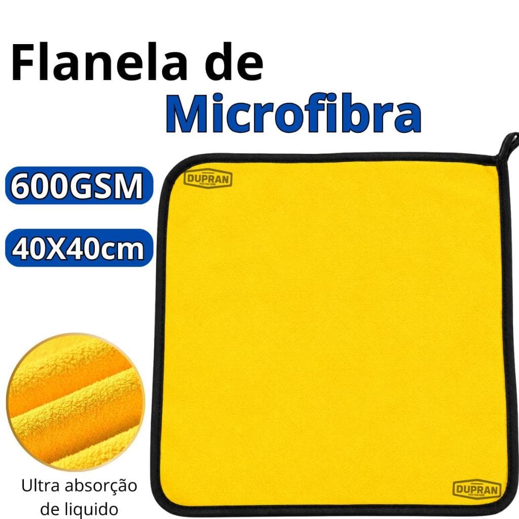 Flanela 600 GSM Premium 40X40cm Toque Macio Alta Qualidade Acabamento Reforçado Pano Macio Lavável