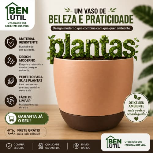 Vaso Decorativo Moderno para Cactos Suculentas Folhagem e Mini Plantas com Drenagem Inteligente Prato Coletor