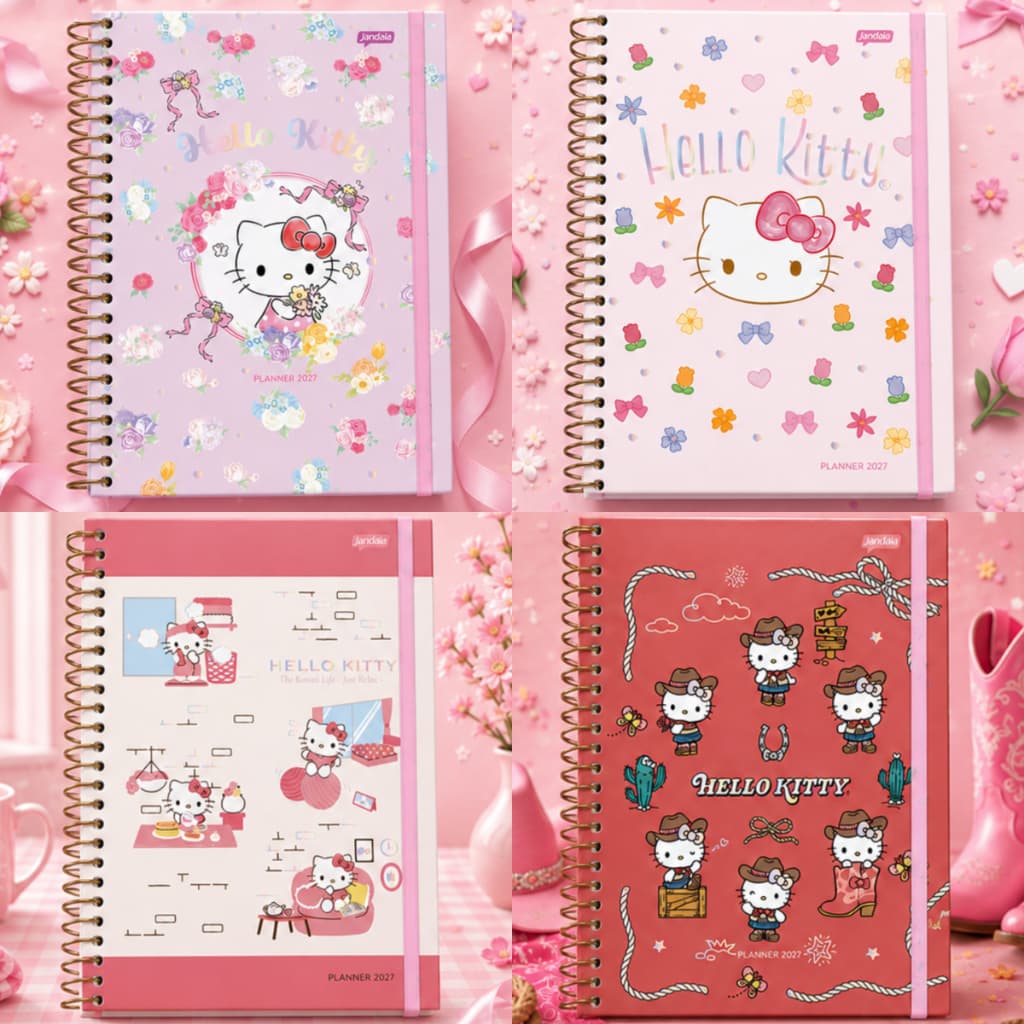 Agenda Planner 2027 Hello Kitty 160 Páginas 75g Offset Tamanho 175x242mm Jandaia.