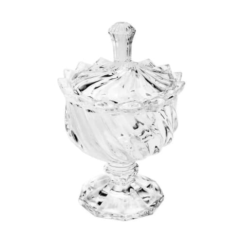 Potiche Decorativo C/ Pé em Cristal Linearis Lyor 9,5x14,5cm