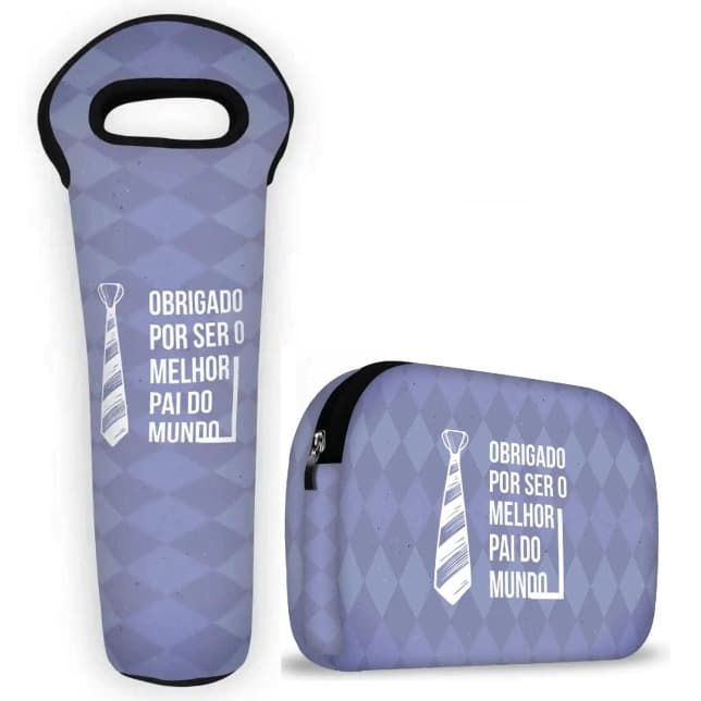 Kit Dia dos Pais – Bolsa Porta Vinho + Necessaire em Neoprene - Isoprene