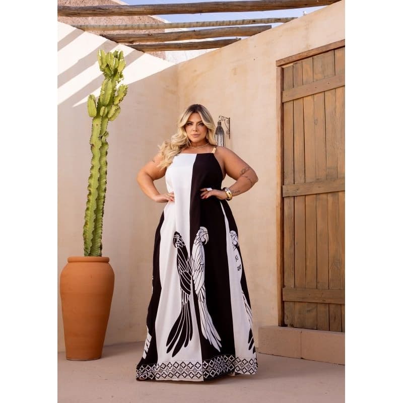 ​Vestido Longo plus size Alça Fluido Estampa Verão​ Vestido Comprido Casual soltinho Estampado