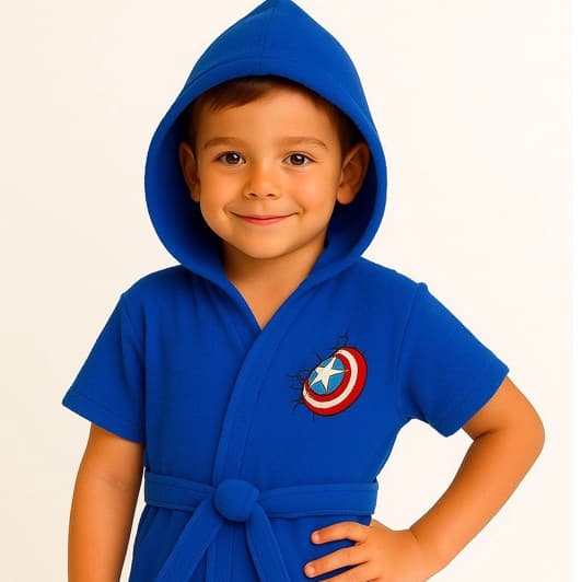 Roupão atoalhado Sonic, Capitão América , Homem Aranha - Pós banho, praia e piscina - Com capuz