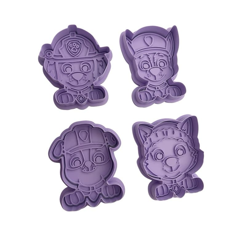 Kit 04 Cortadores de BIscoitos Patrulha Canina