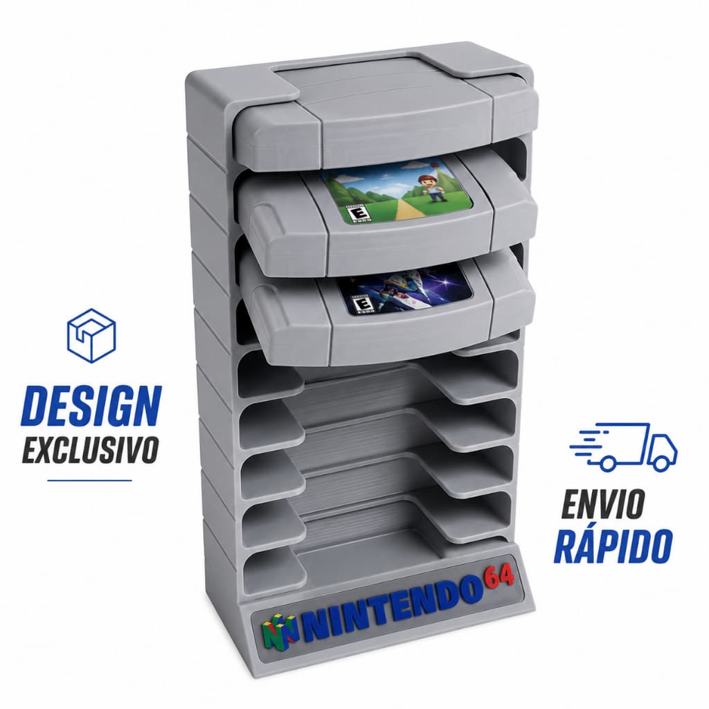 Suporte Vertical Cartuchos N64 Nintendo 64 Colecionador 10 Slots presente