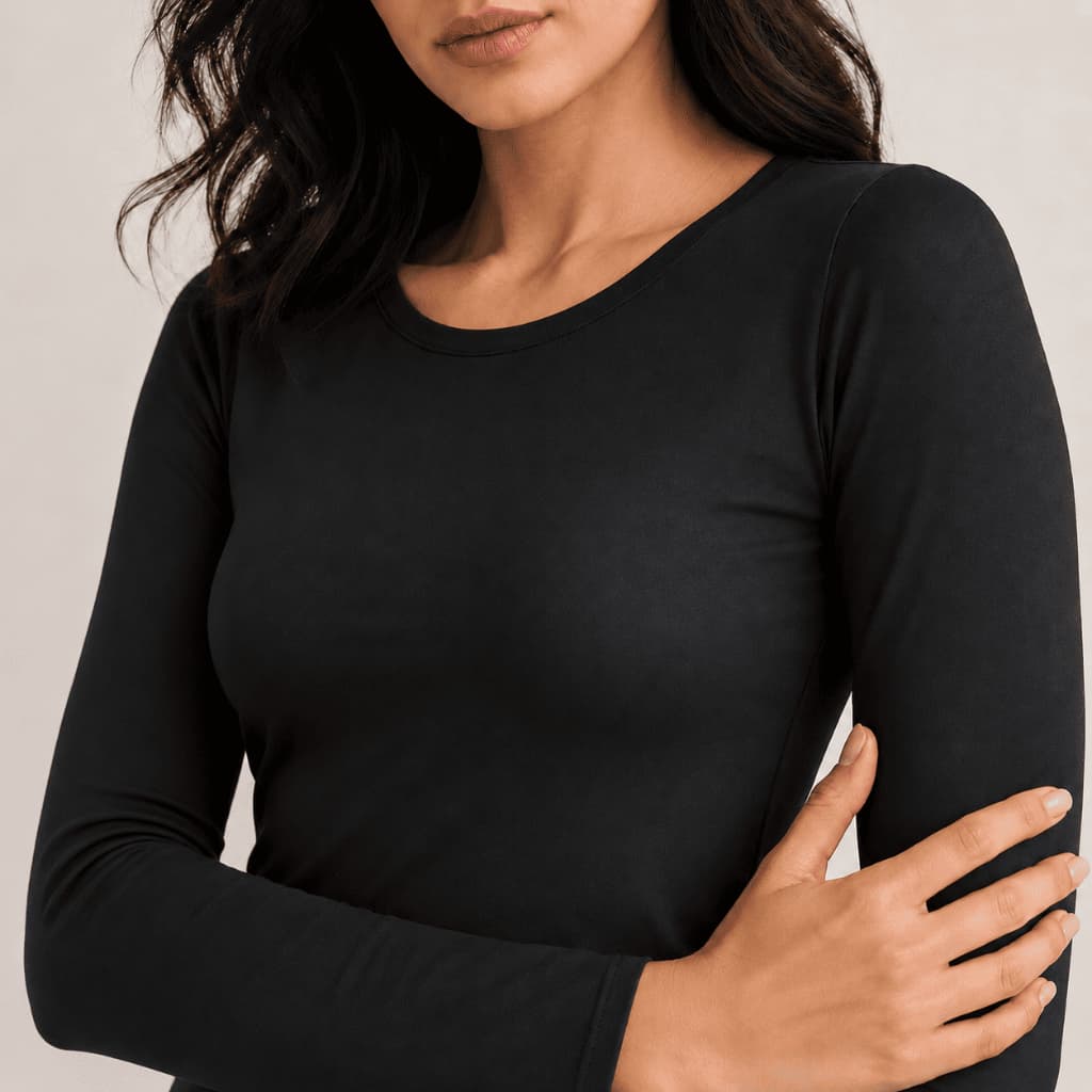 Blusa Feminina Manga Longa Suplex Premium Decote Redondo Básica Confortável Cores Lisas Para Compor Looks