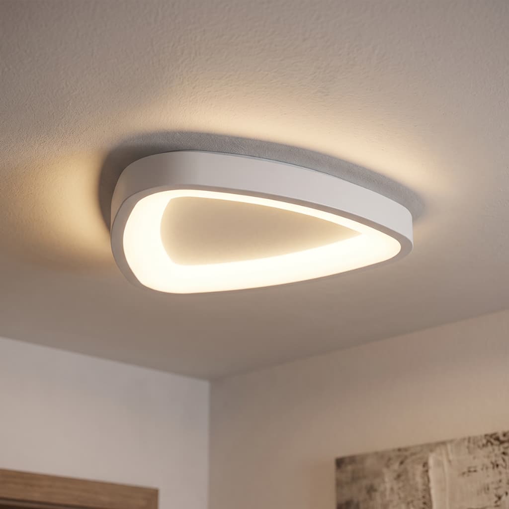 Luminária Teto Plafon Moderna 21cm Sobrepor Três Tons Branco Led Sala Quarto Escritório