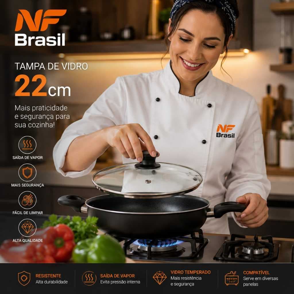 Tampa de Vidro 22/23 Cm Temperado Avulsa Panela Caçarola