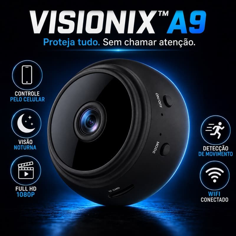 Mini Câmera Espiã WiFi A9 Full HD Visão Noturna
