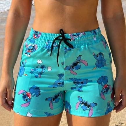 Short Feminino Tactel Moda Praia Estampado Com Elastano saida de Praia Piscina shortinho academia