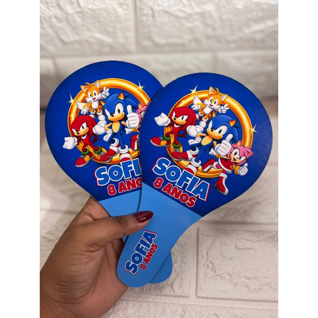 Raquete Personalizada Sonic e Amigos Ping Pong Lembrancinha Para aniversario