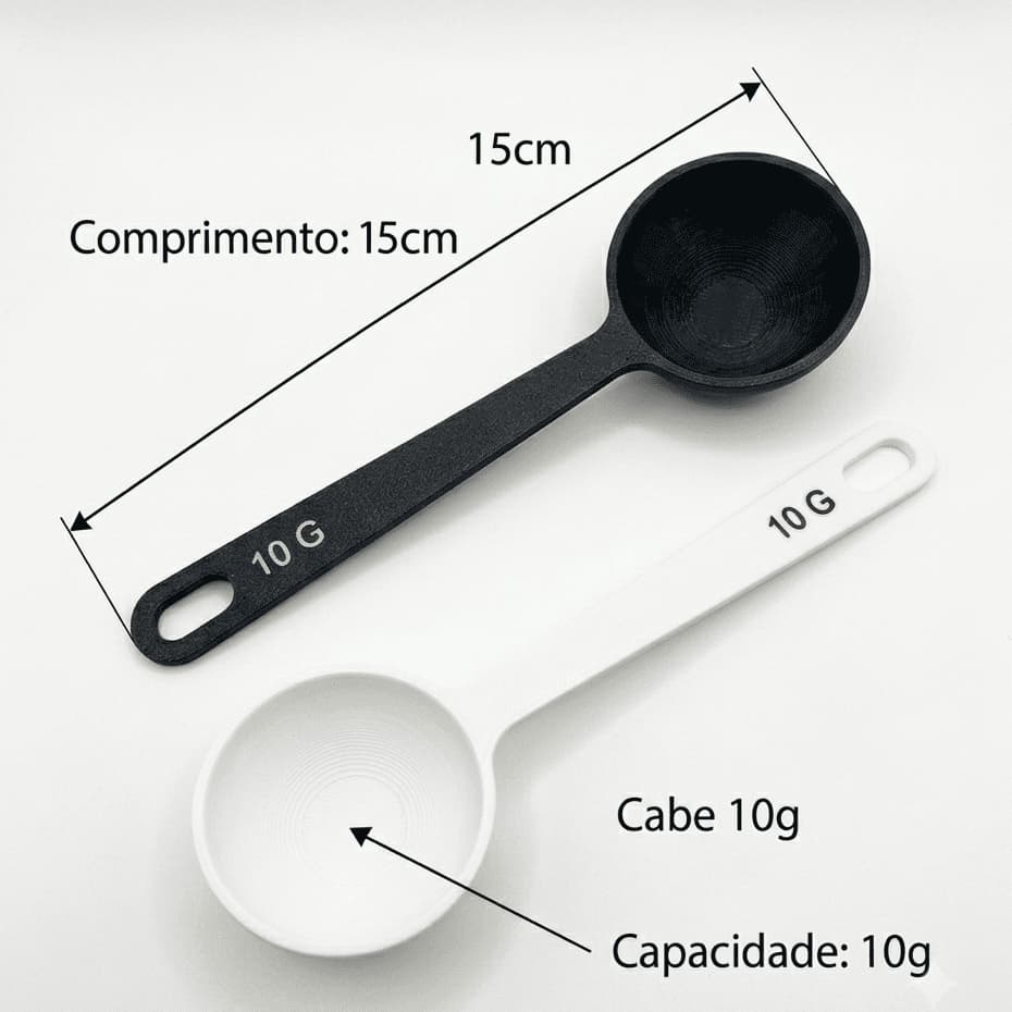 Colheres Medidoras 10g Kit Com 2 Uni Caf,  Açúcar Cabo Alongado15cm Praticidade Precisão e para o seu Dia