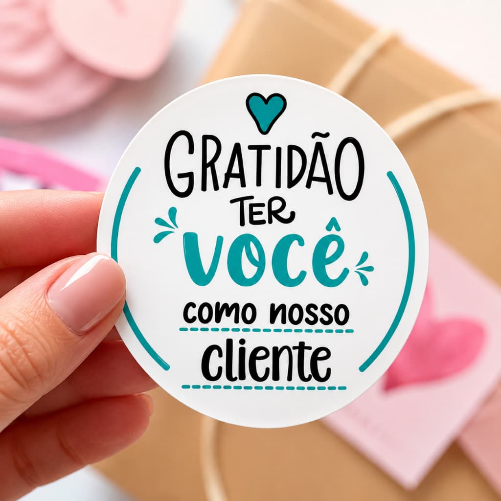 35 Adesivos Redondos 3,5x3,5cm Gratidão ter você como nosso Cliente Envio Rápido