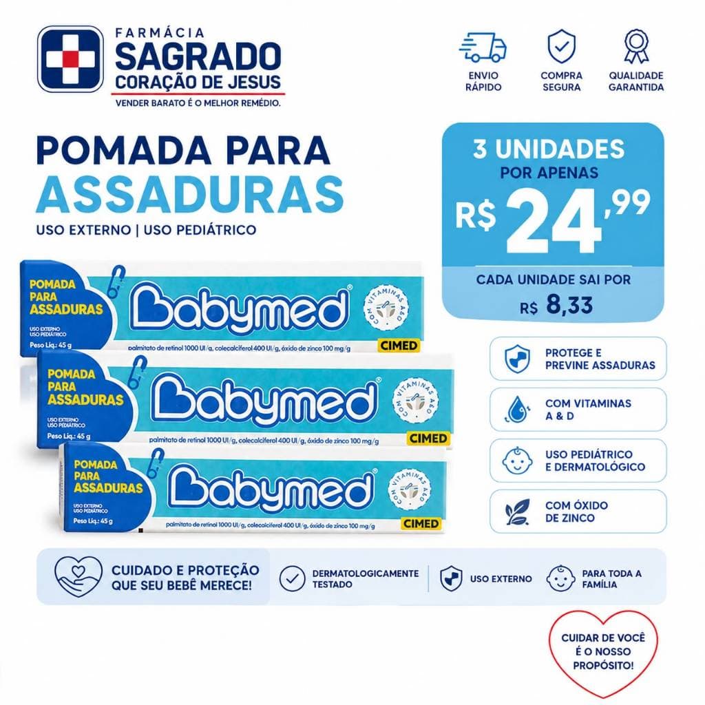 Pomada Infantil Para Prevenção De Assaduras Babymed Cremosa e Hidratante