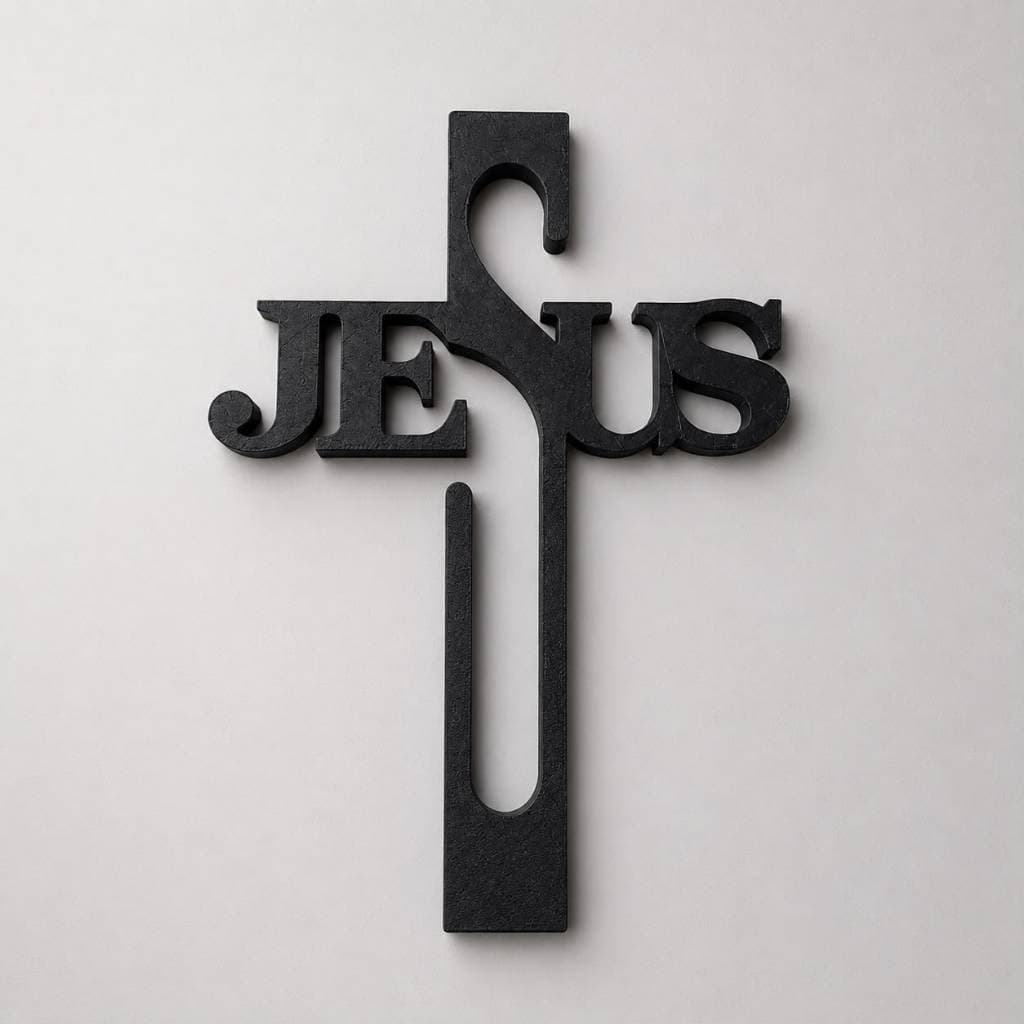 Cruz Jesus Decorativa MDF Parede Quadro Vazado 18x13 Preto Alta Qualidade