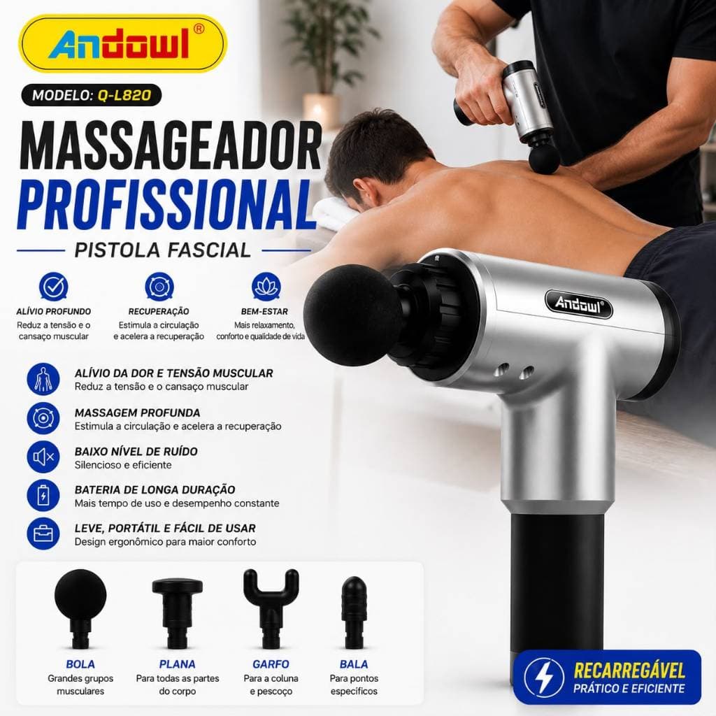 Massageador Muscular Recarregável Super Potente