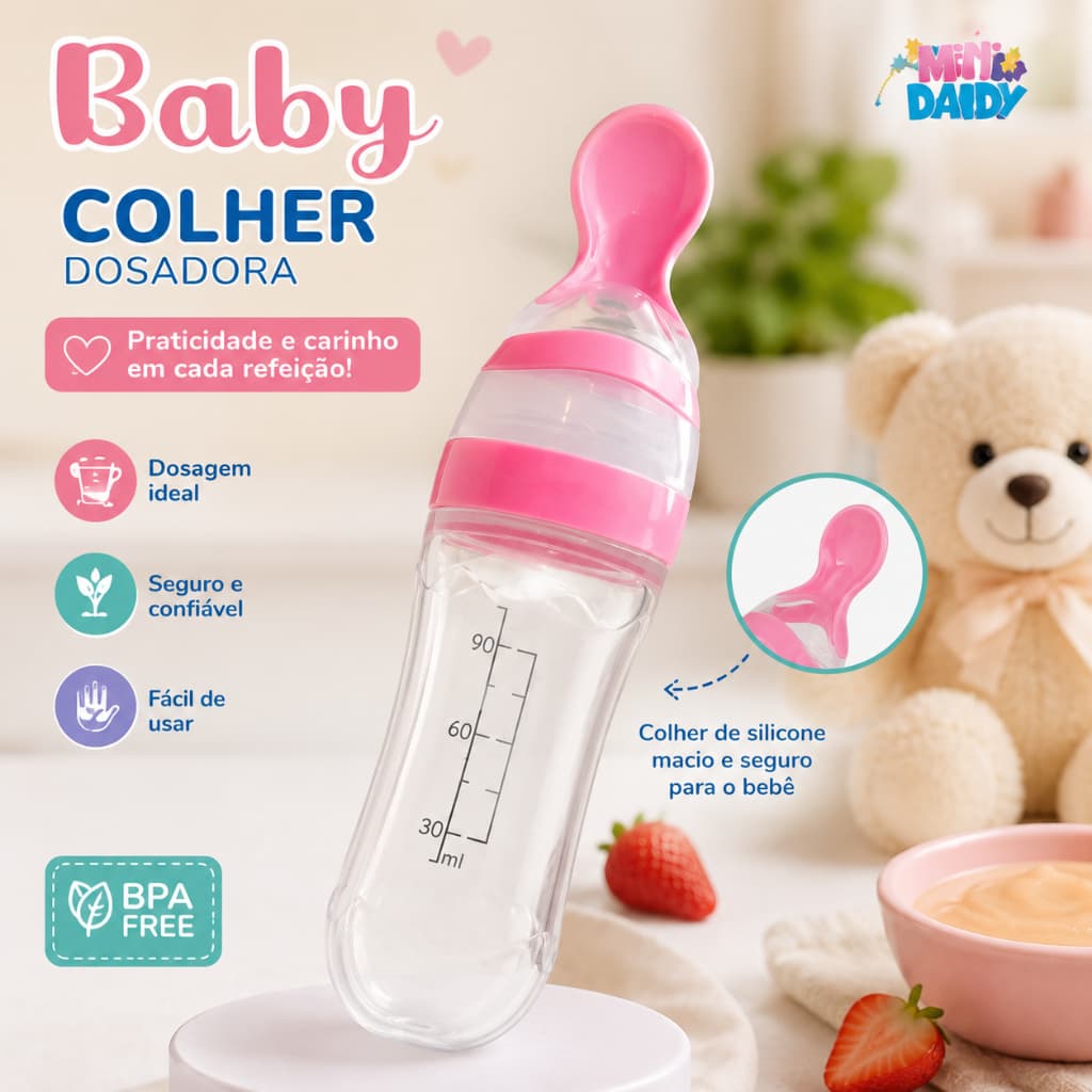 Colher Dosadora para Bebê em Silicone - Mamadeira Leite Papinha