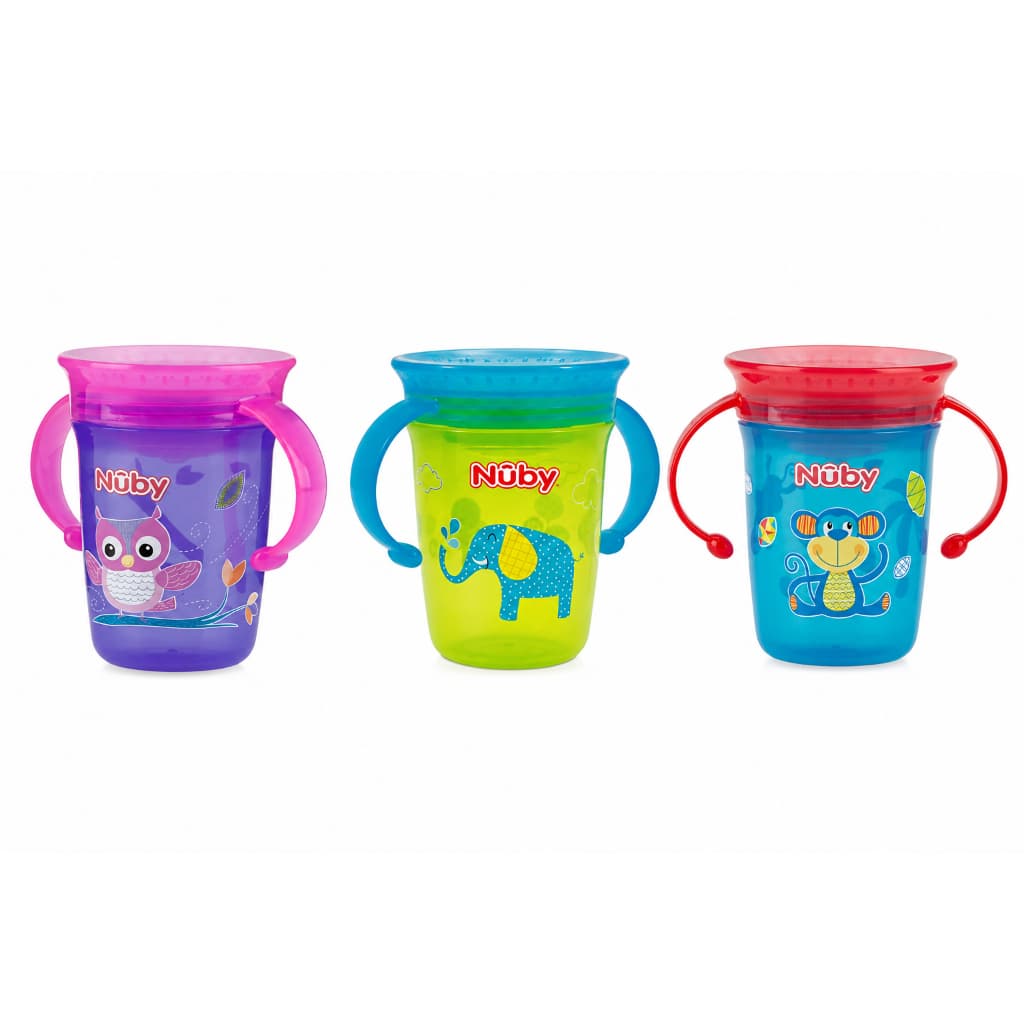 Copo Infantil Nuby 360º 240ml Com Alça Antivazamento Livre De BPA Copo De Treinamento Para Bebê