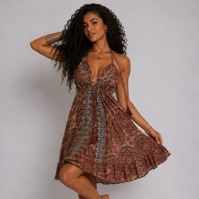 Vestido Curto Feminino com Decote  e Costas Abertas