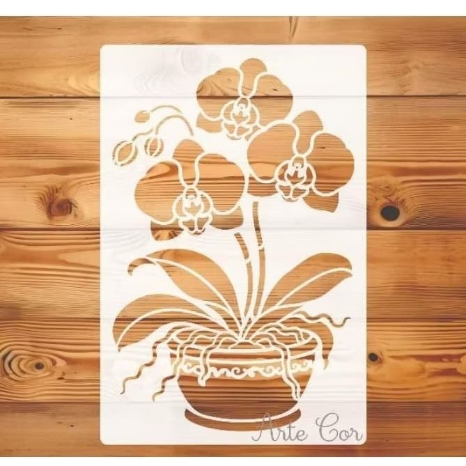 Estencil orquidea 30 x 20 cm / n. 173 / Molde vazado para pintura e confeitaria