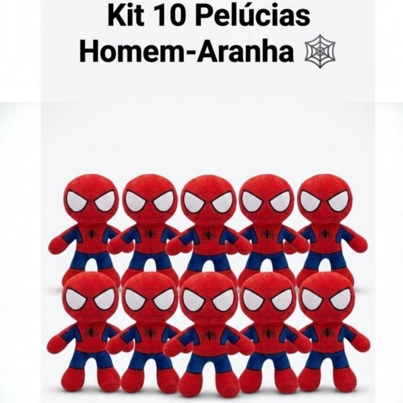 Kit 10 Pelúcias Bordadas Homem-Aranha