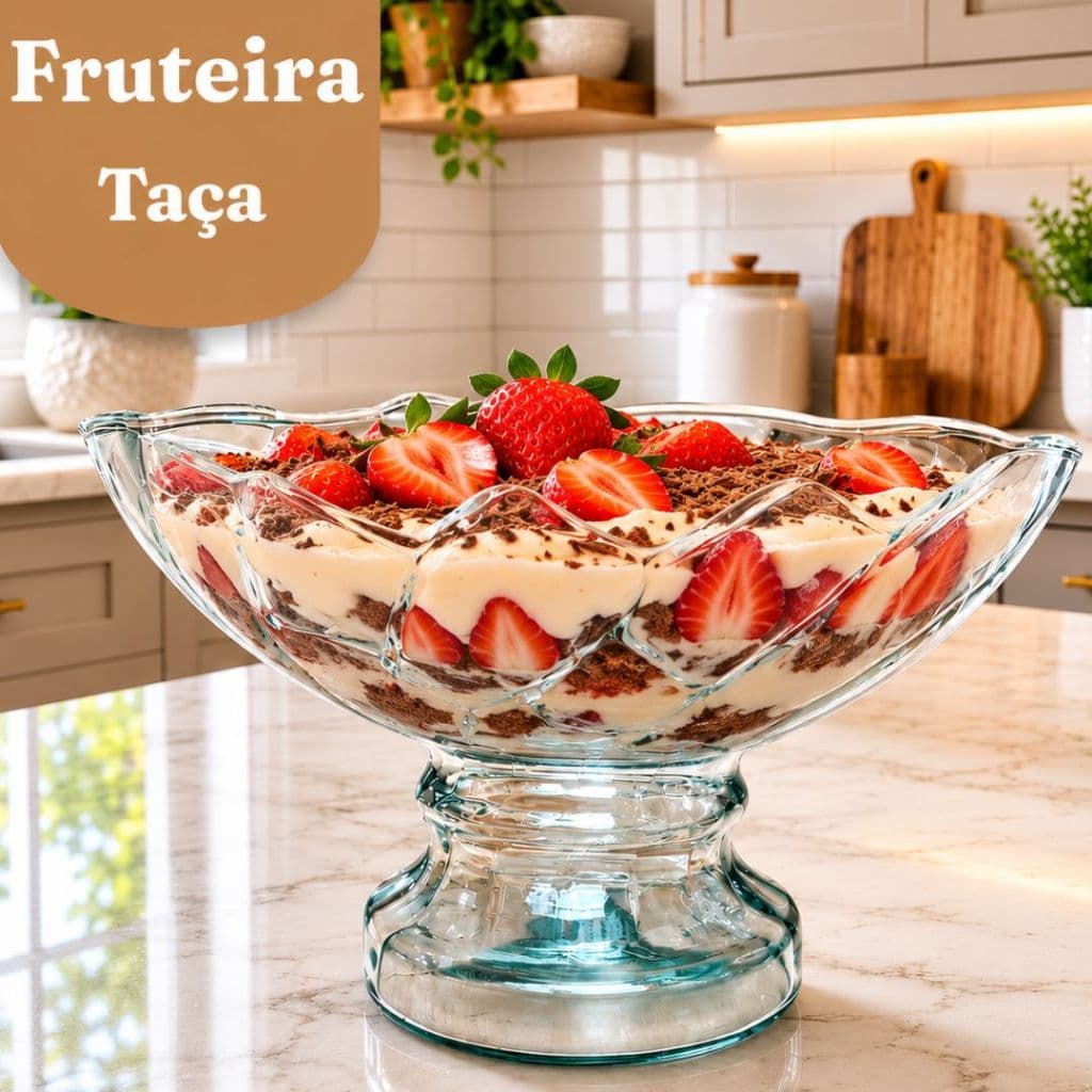 Taça Fruteira de Vidro Luxo | Ideal para Frutas, Decoração e Mesa Posta