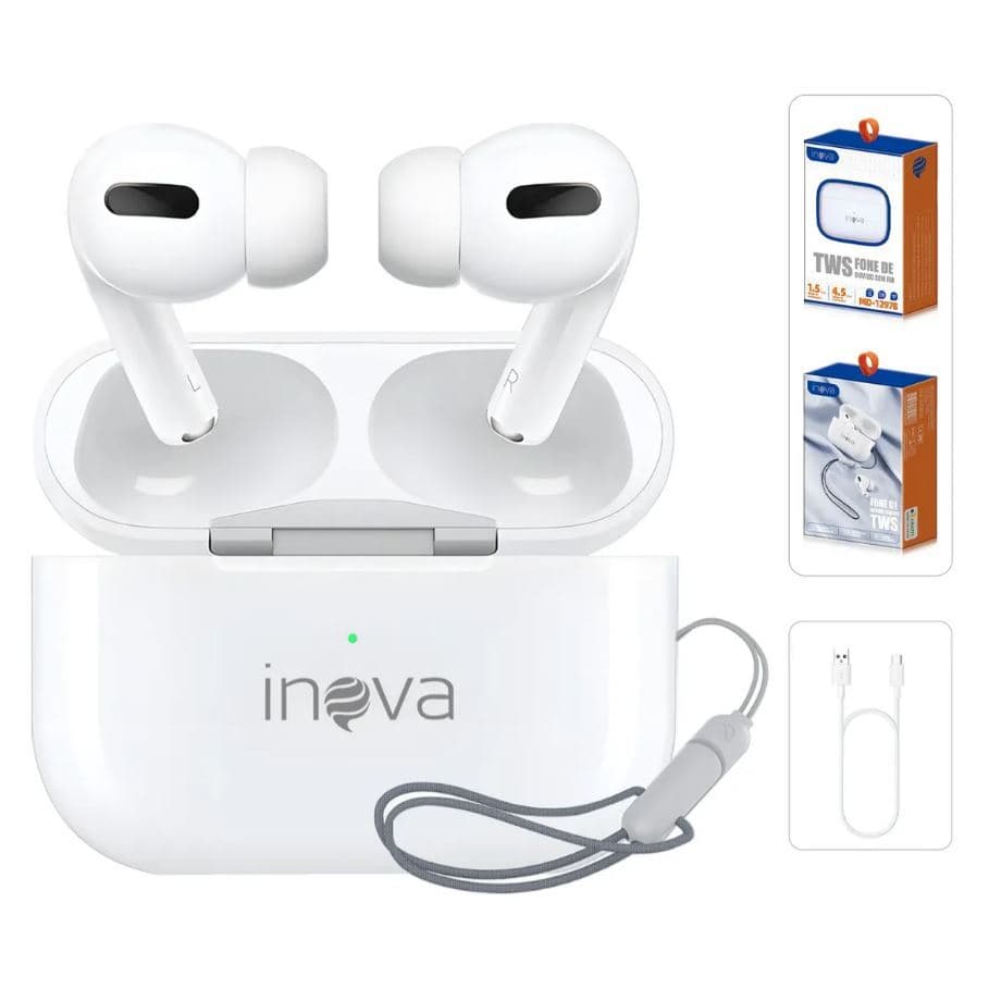 Fone de Ouvido Sem Fio TWS Bluetooth 5.3 INOVA 12978 Original Microfone Cancelamento de Ruído