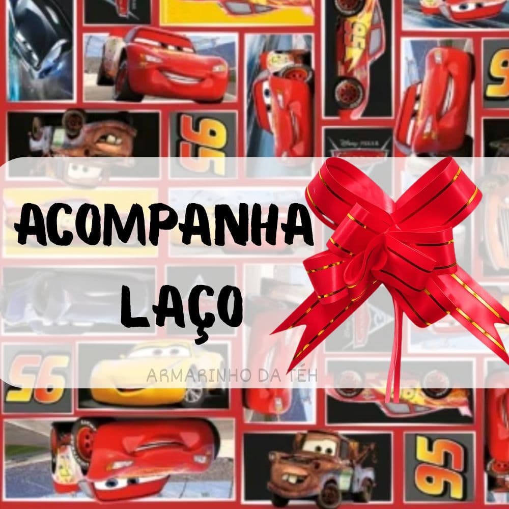 ESCOLHA 1,2 OU 3 Saco de Presente Infantil Carros McQueen + Laço Decorativo Vermelho 25x37 cm
