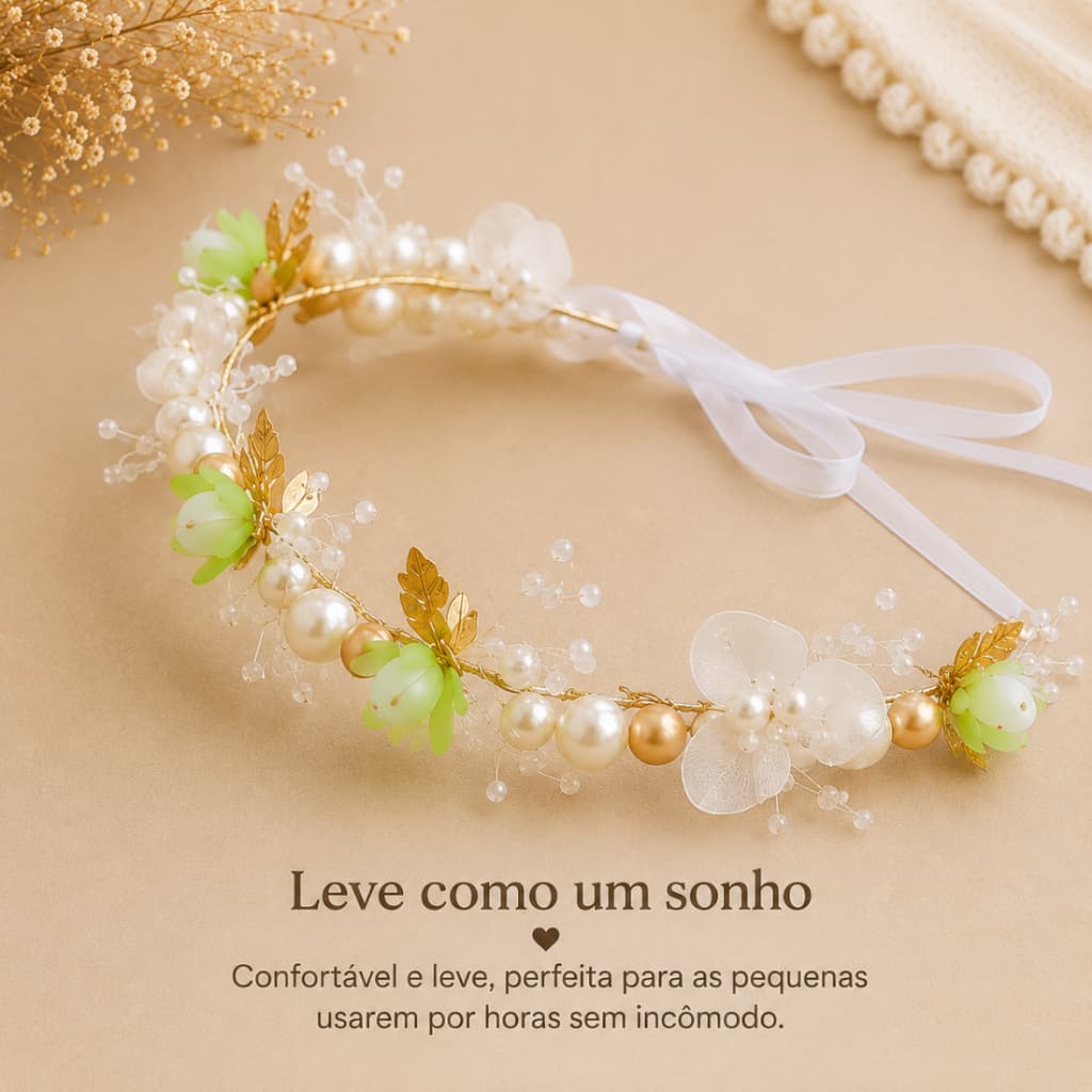 Tiaras Daminha Debutante Noiva Prateado Flores Brancas com Pérolas – Estilo Sofisticado Madrinha