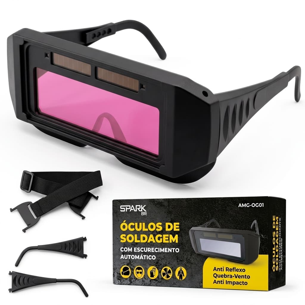 Óculos de Solda com Escurecimento Automático Spark BR Anti Reflexo Solar, Quebra-Vento, Anti Impacto