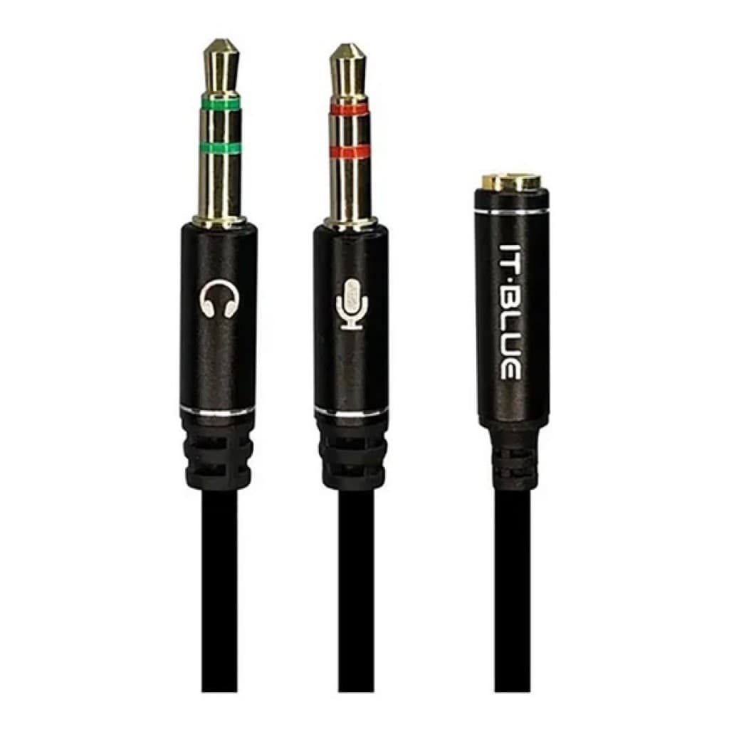 Cabo Adaptador Y de Áudio - 1x P3 Fêmea para 2x Saídas P2 Macho - DHCP Informática